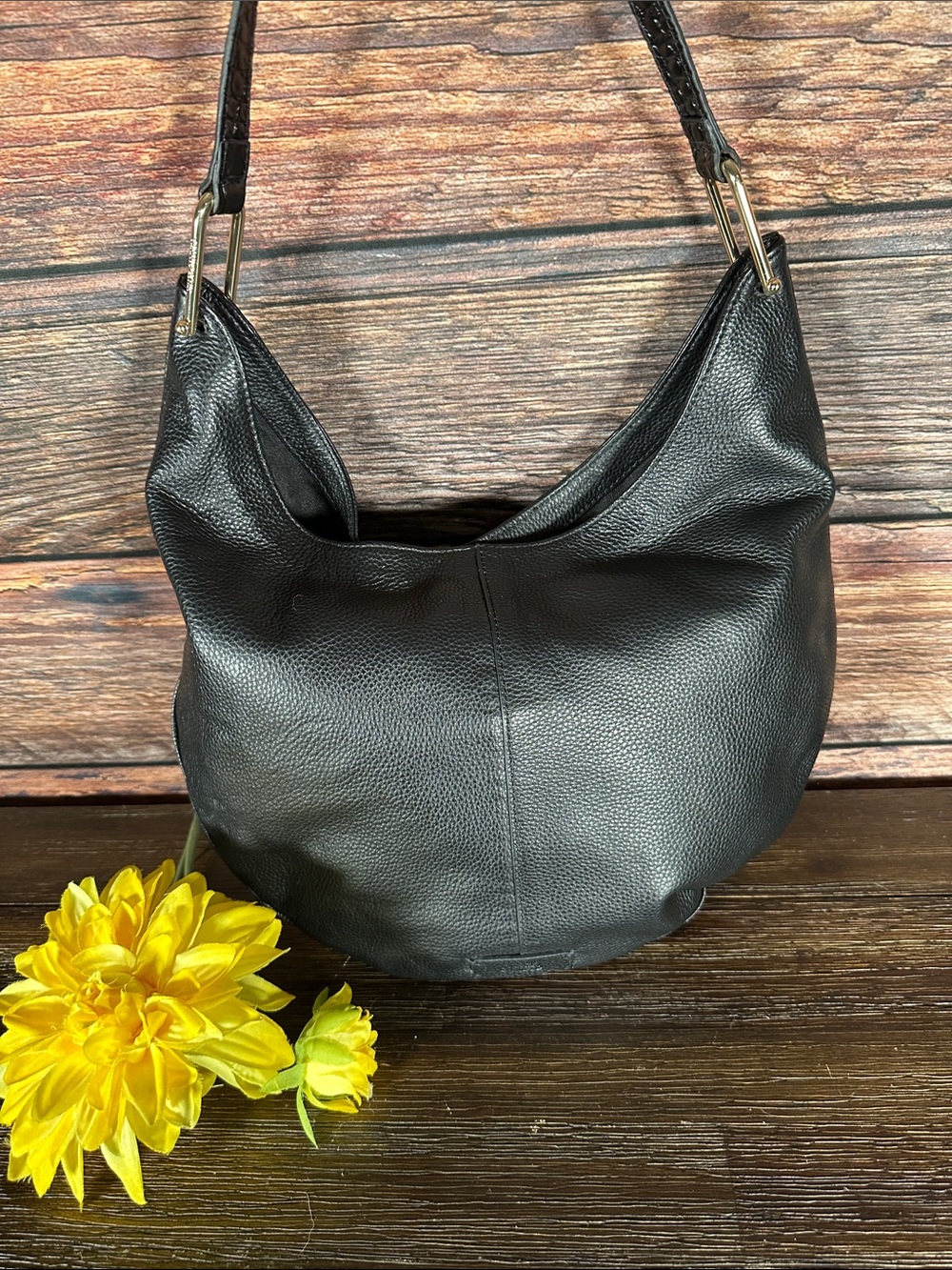 Vince Camuto Black Leather Hobo Shoulder Bag!